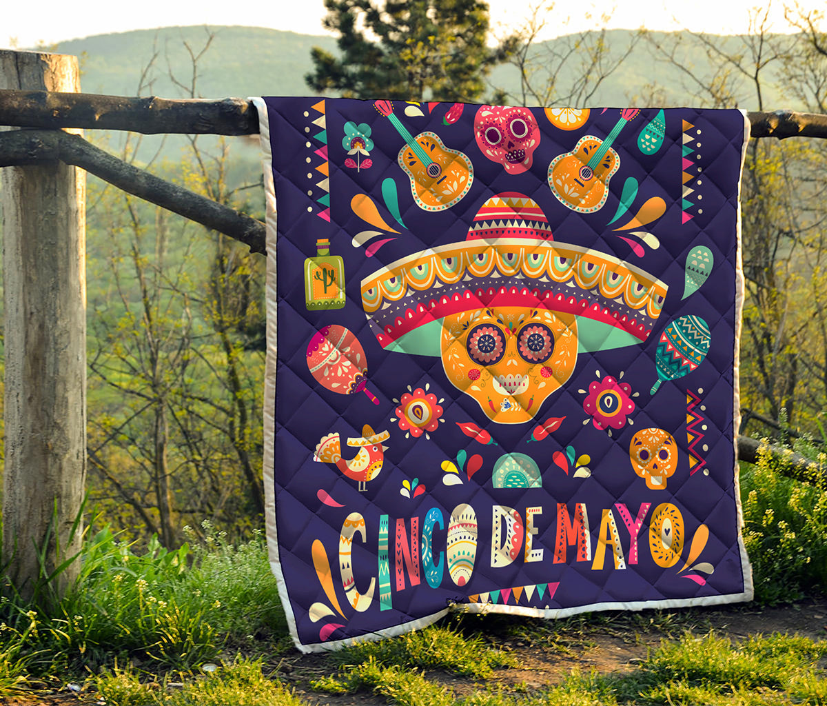 Mexican Skull Cinco de Mayo Print Quilt