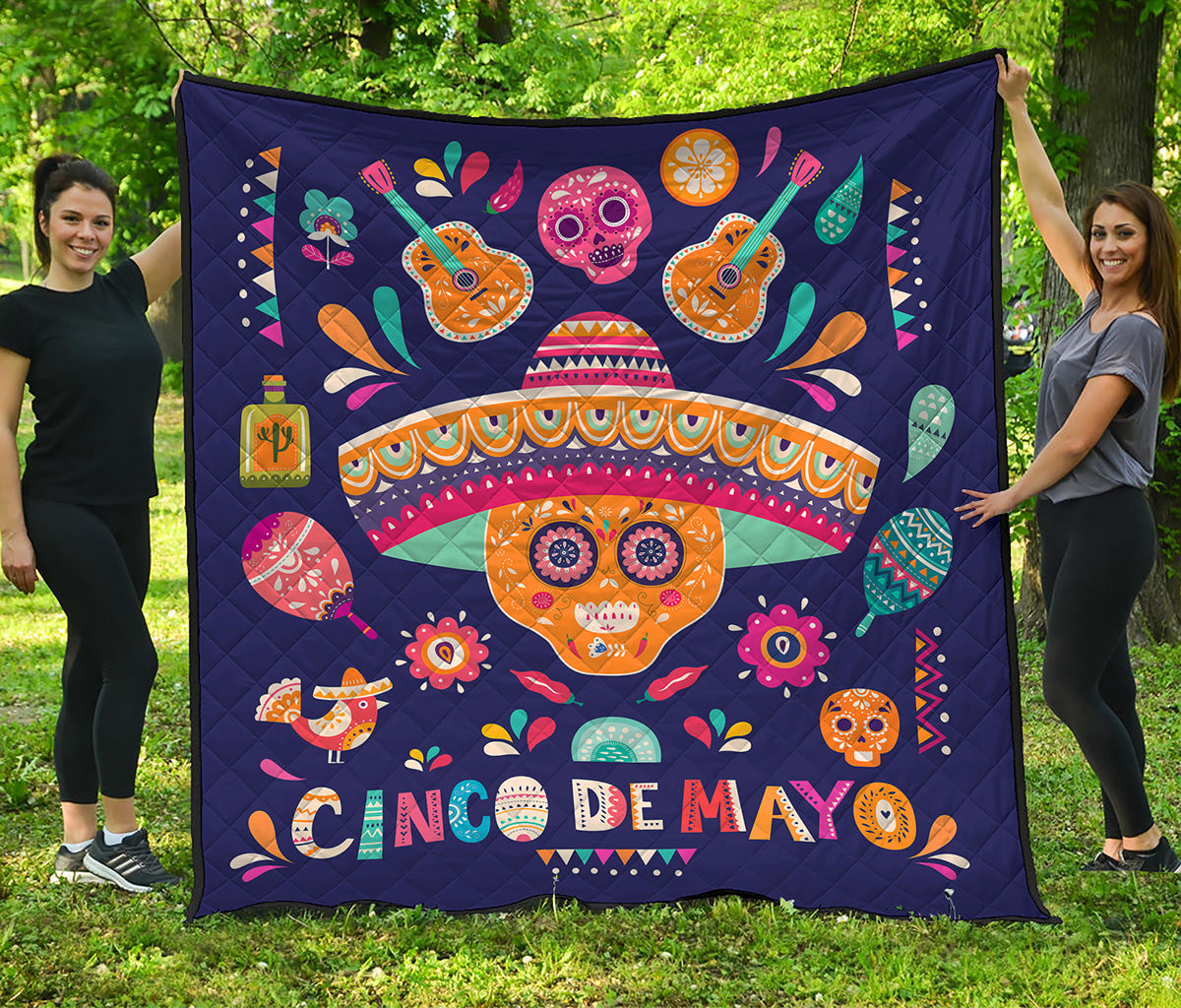 Mexican Skull Cinco de Mayo Print Quilt