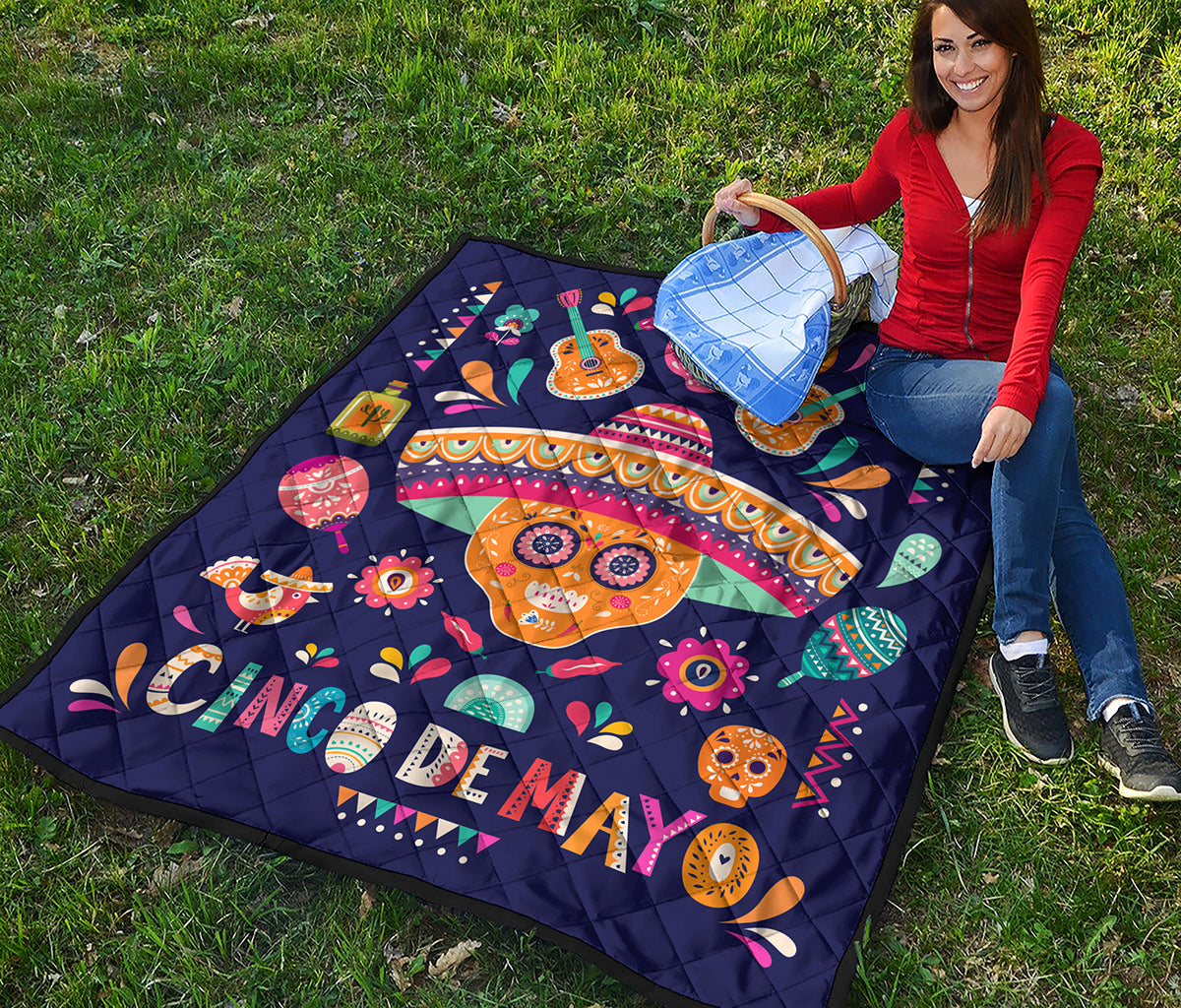 Mexican Skull Cinco de Mayo Print Quilt