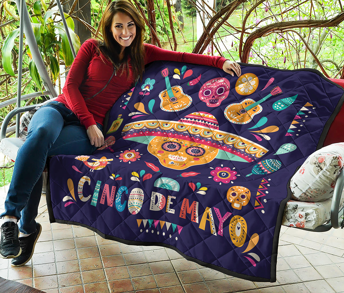 Mexican Skull Cinco de Mayo Print Quilt