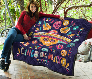 Mexican Skull Cinco de Mayo Print Quilt