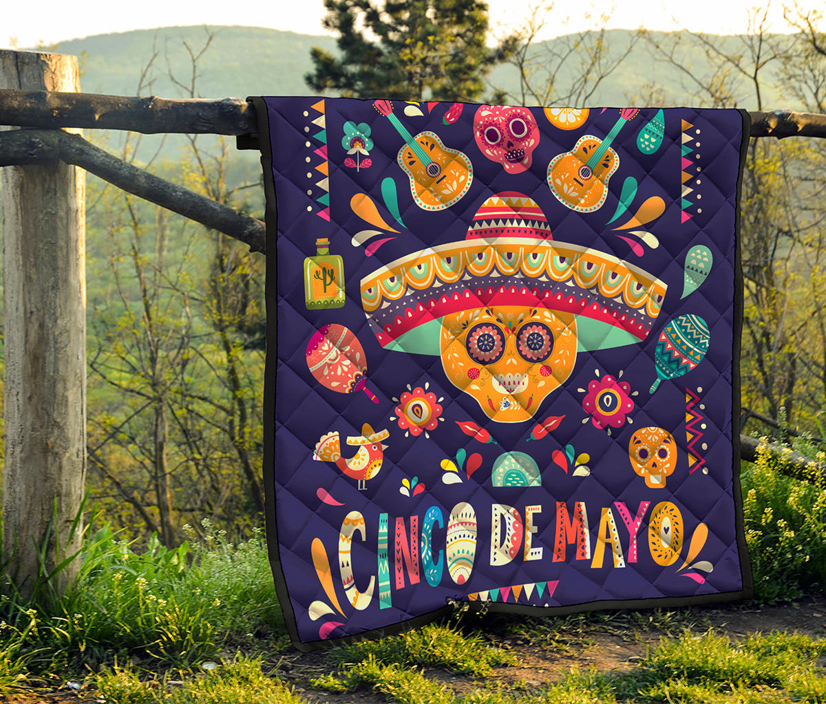 Mexican Skull Cinco de Mayo Print Quilt