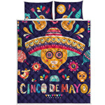 Mexican Skull Cinco de Mayo Print Quilt Bed Set