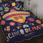 Mexican Skull Cinco de Mayo Print Quilt Bed Set