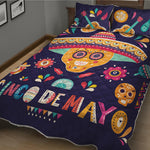 Mexican Skull Cinco de Mayo Print Quilt Bed Set