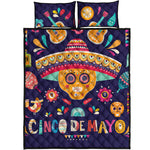 Mexican Skull Cinco de Mayo Print Quilt Bed Set