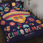 Mexican Skull Cinco de Mayo Print Quilt Bed Set