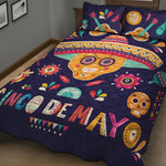 Mexican Skull Cinco de Mayo Print Quilt Bed Set