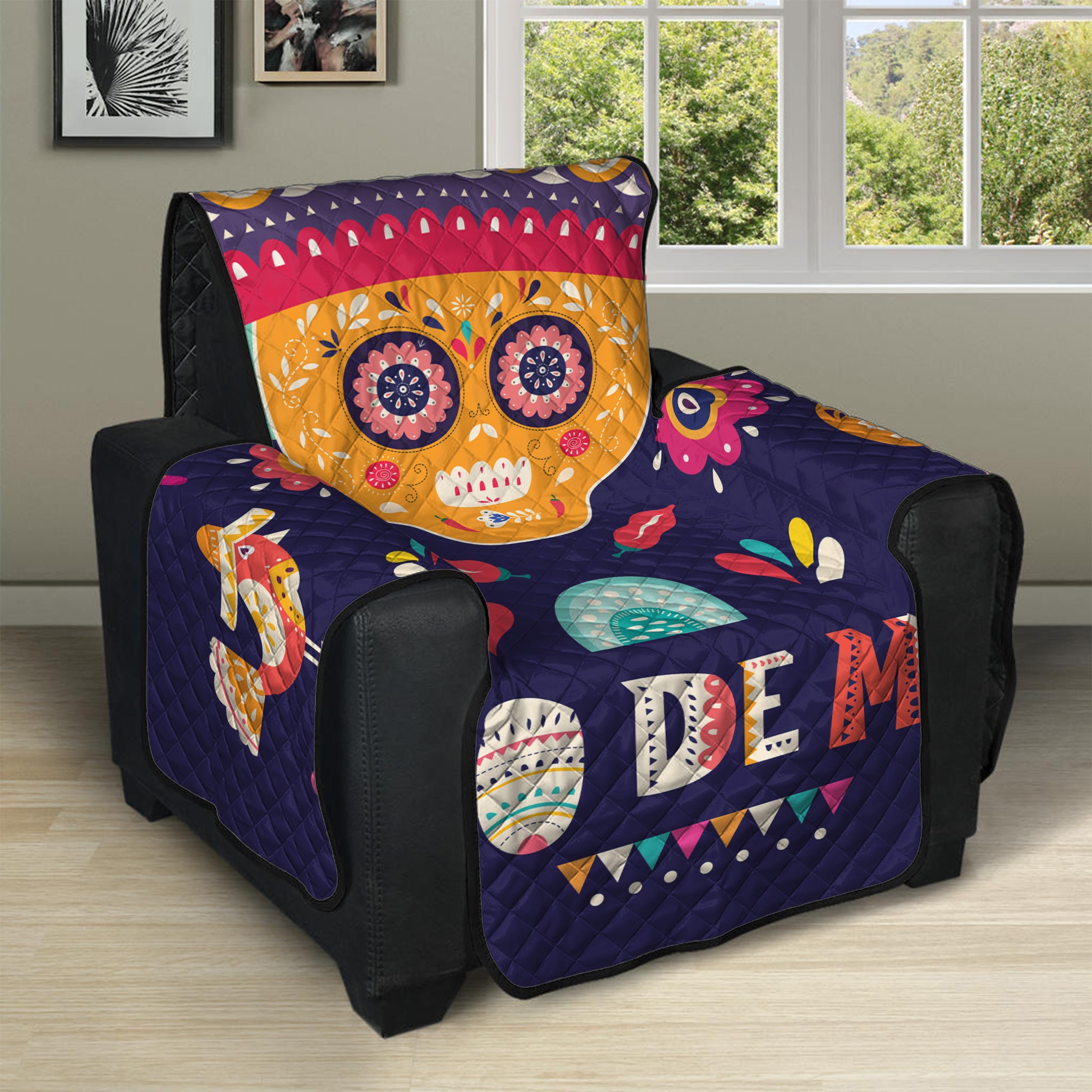 Mexican Skull Cinco de Mayo Print Recliner Protector