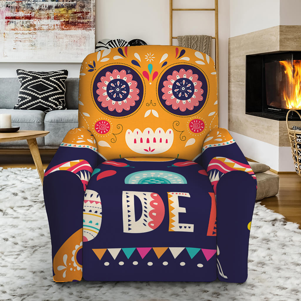 Mexican Skull Cinco de Mayo Print Recliner Slipcover