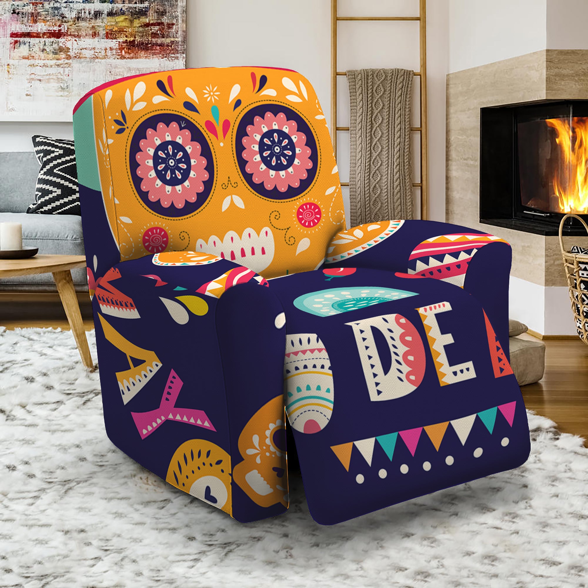 Mexican Skull Cinco de Mayo Print Recliner Slipcover