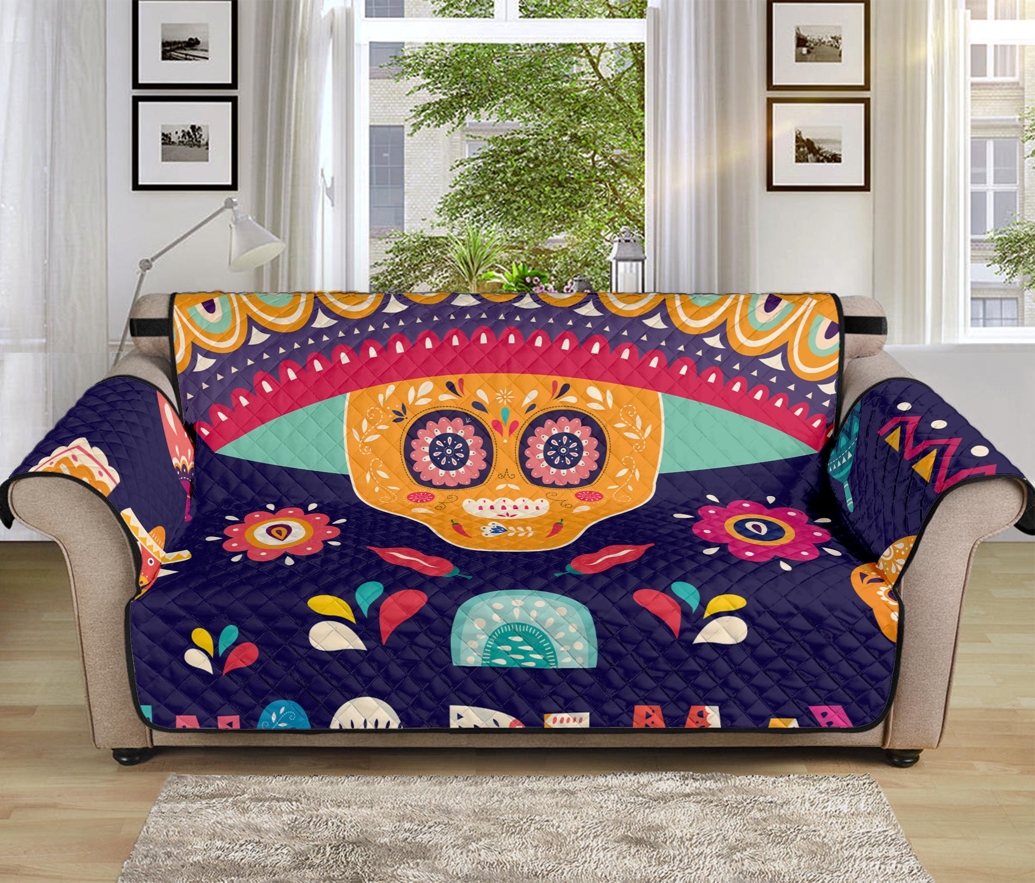 Mexican Skull Cinco de Mayo Print Sofa Protector