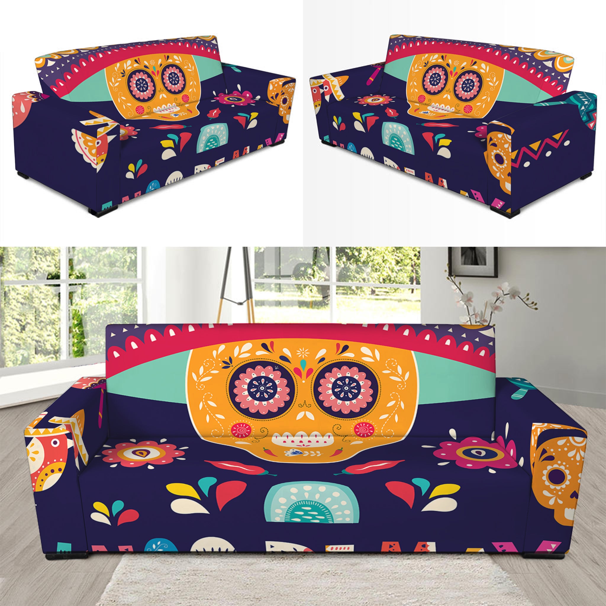 Mexican Skull Cinco de Mayo Print Sofa Slipcover