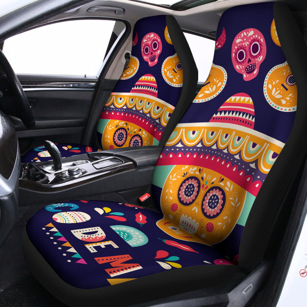 Mexican Skull Cinco de Mayo Print Universal Fit Car Seat Covers