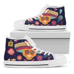 Mexican Skull Cinco de Mayo Print White High Top Shoes