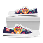 Mexican Skull Cinco de Mayo Print White Low Top Shoes
