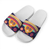 Mexican Skull Cinco de Mayo Print White Slide Sandals