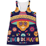 Mexican Skull Cinco de Mayo Print Women's Racerback Tank Top