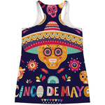 Mexican Skull Cinco de Mayo Print Women's Racerback Tank Top