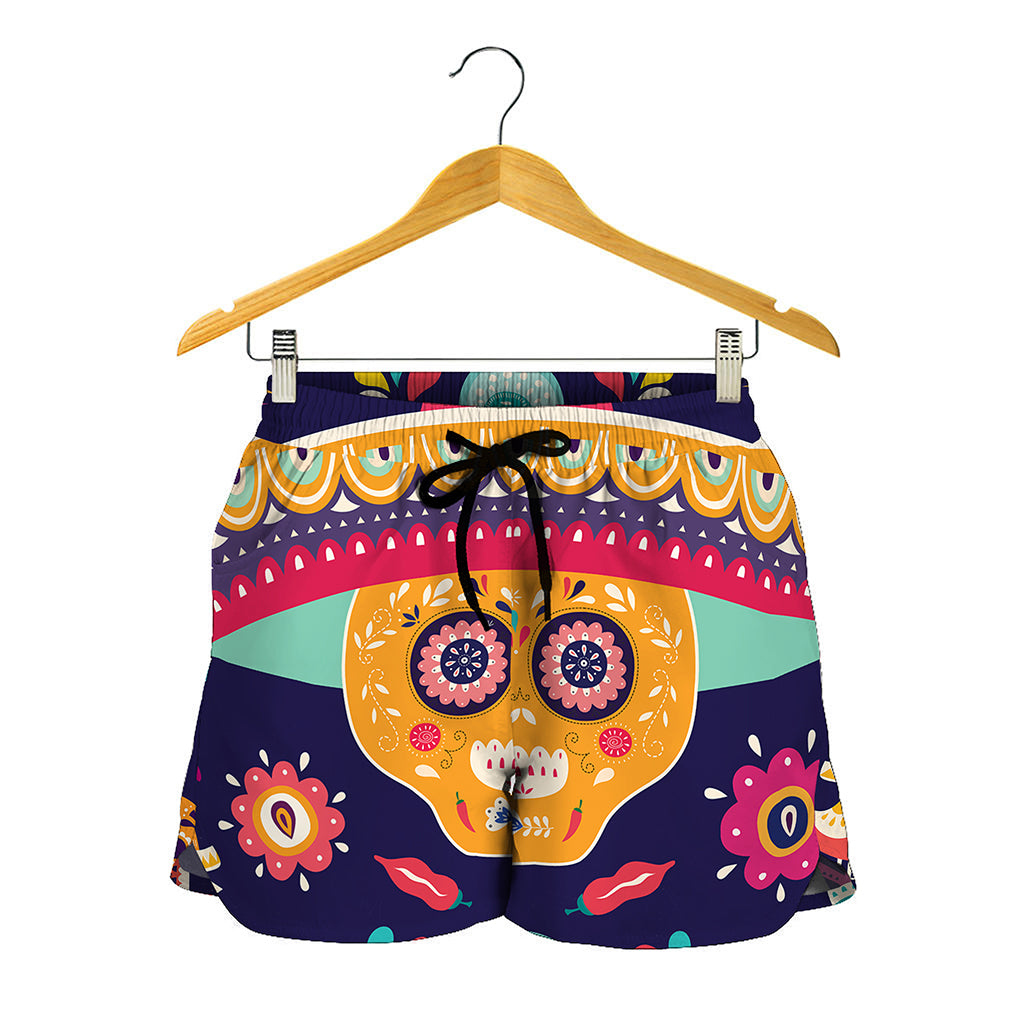 Mexican Skull Cinco de Mayo Print Women's Shorts