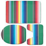 Mexican Striped Blanket Pattern Print 3 Piece Bath Mat Set