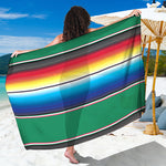 Mexican Striped Blanket Pattern Print Beach Sarong Wrap