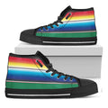 Mexican Striped Blanket Pattern Print Black High Top Sneakers