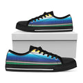 Mexican Striped Blanket Pattern Print Black Low Top Sneakers