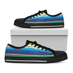 Mexican Striped Blanket Pattern Print Black Low Top Shoes