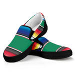 Mexican Striped Blanket Pattern Print Black Slip On Shoes