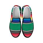 Mexican Striped Blanket Pattern Print Black Slip On Shoes