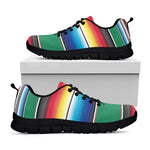 Mexican Striped Blanket Pattern Print Black Sneakers