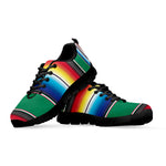 Mexican Striped Blanket Pattern Print Black Sneakers