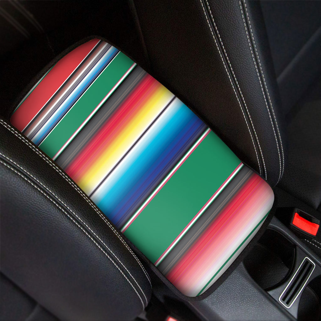 Mexican Striped Blanket Pattern Print Car Center Console Cover