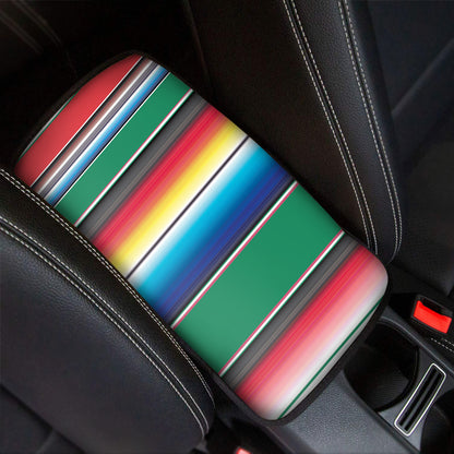 Mexican Striped Blanket Pattern Print Car Center Console Cover