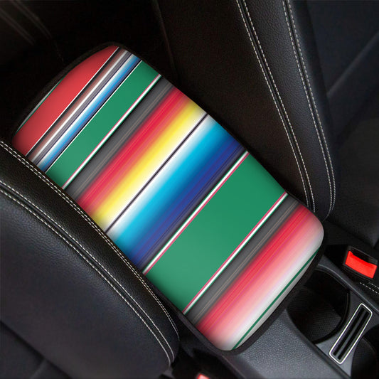 Mexican Striped Blanket Pattern Print Car Center Console Cover