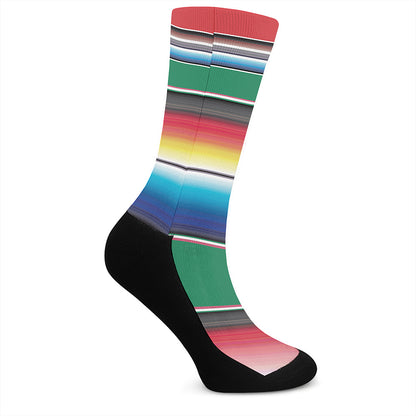 Mexican Striped Blanket Pattern Print Crew Socks