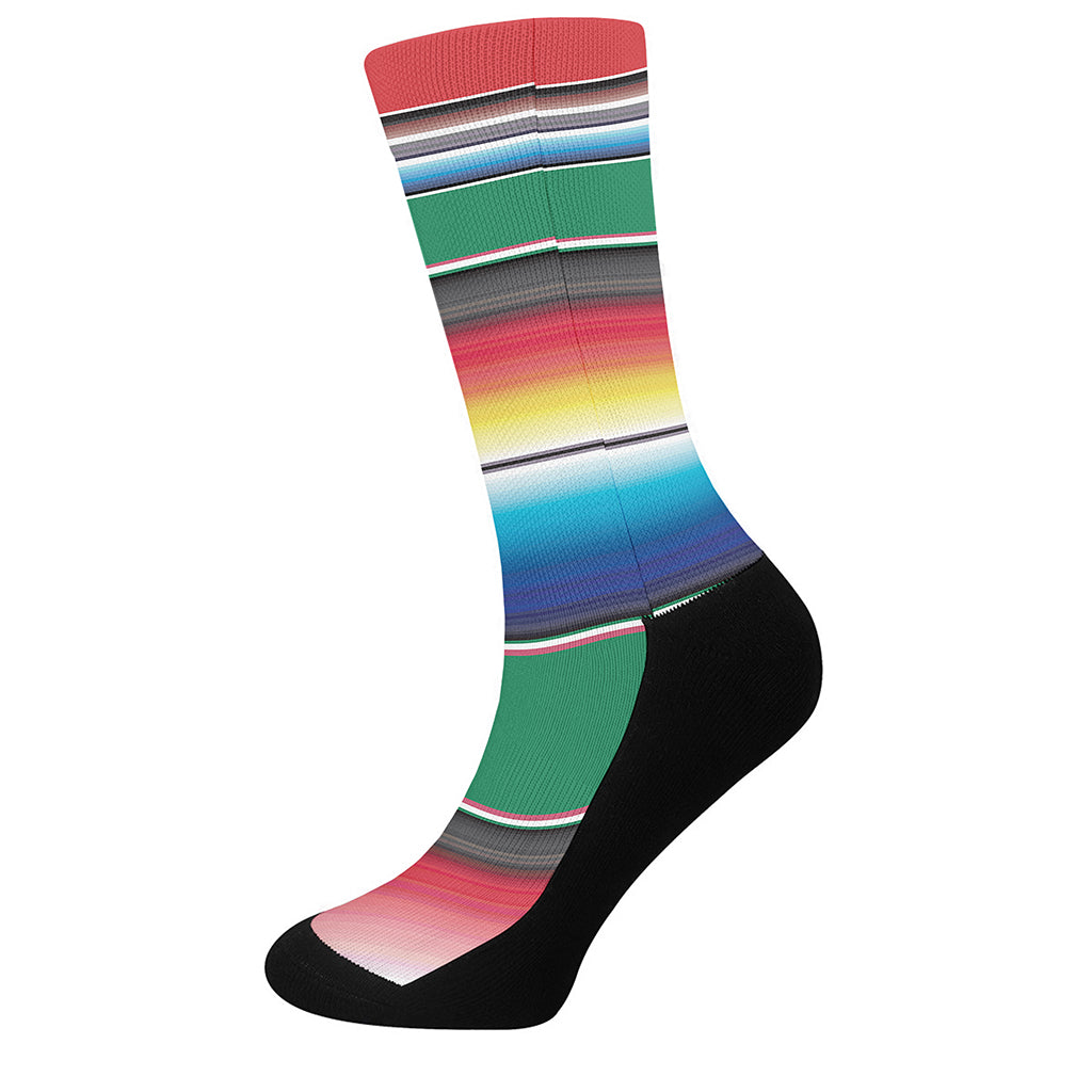 Mexican Striped Blanket Pattern Print Crew Socks