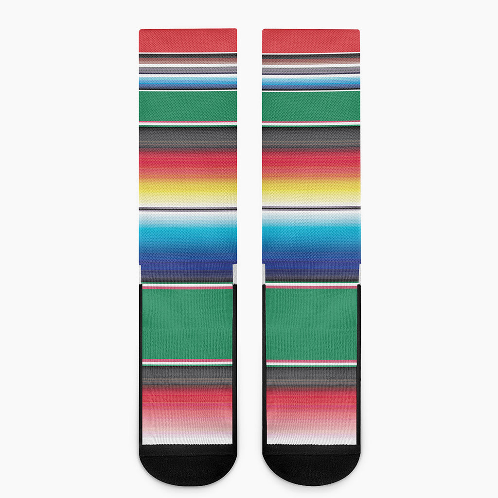 Mexican Striped Blanket Pattern Print Crew Socks