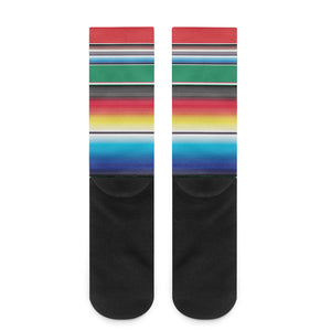 Mexican Striped Blanket Pattern Print Crew Socks