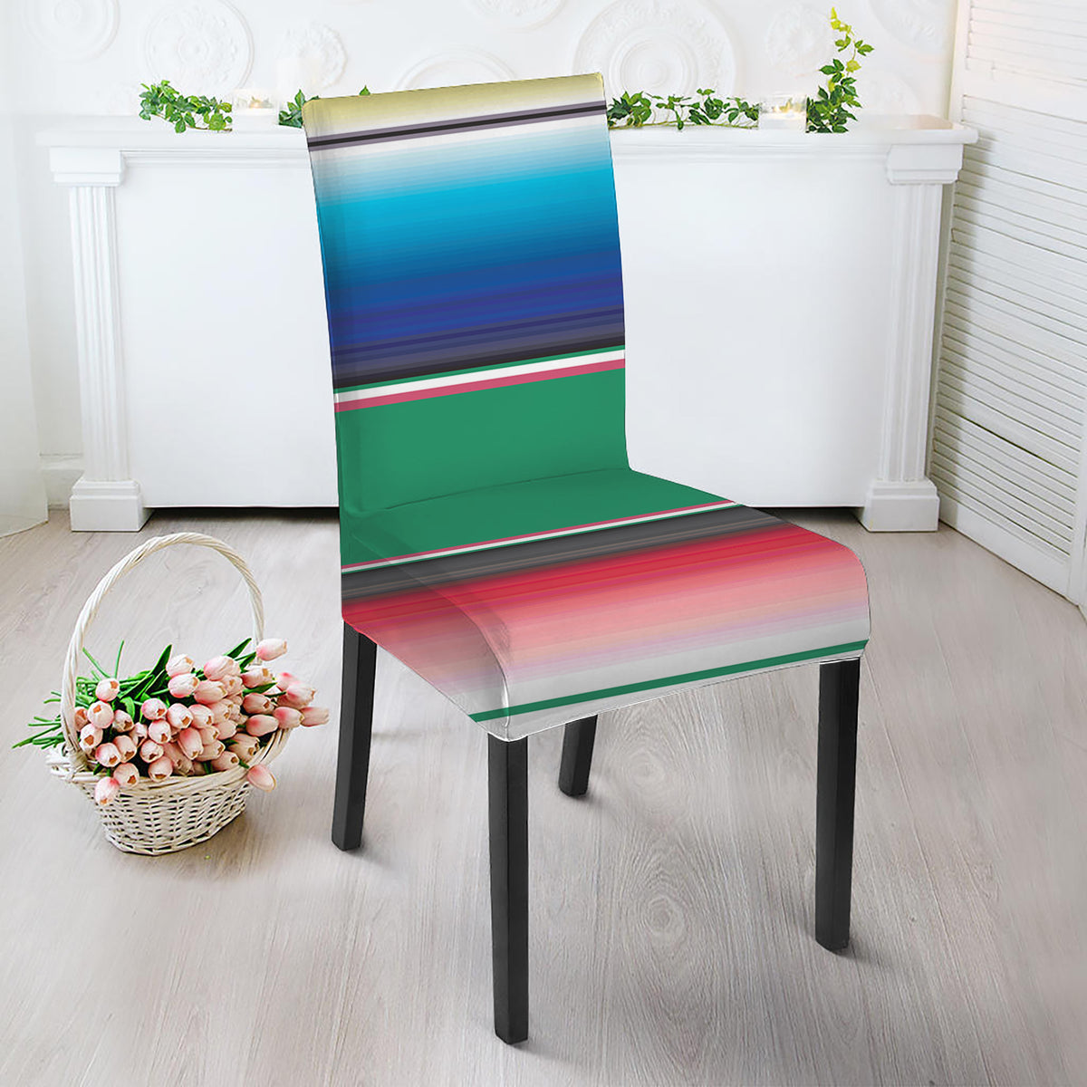Mexican Striped Blanket Pattern Print Dining Chair Slipcover