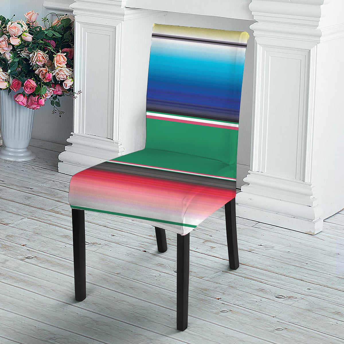 Mexican Striped Blanket Pattern Print Dining Chair Slipcover