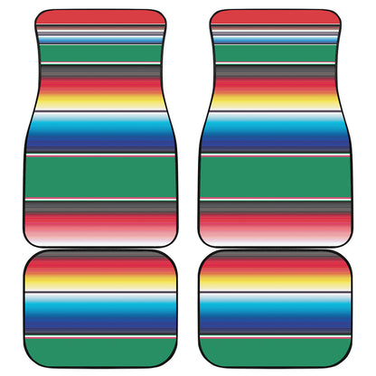Mexican Striped Blanket Pattern Print Front and Back Car Floor Mats