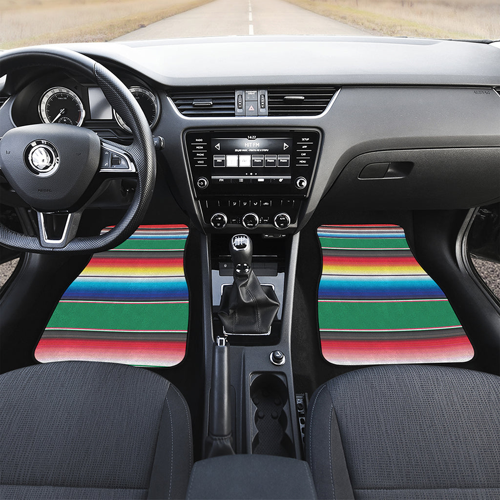 Mexican Striped Blanket Pattern Print Front and Back Car Floor Mats