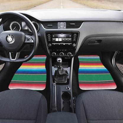 Mexican Striped Blanket Pattern Print Front and Back Car Floor Mats