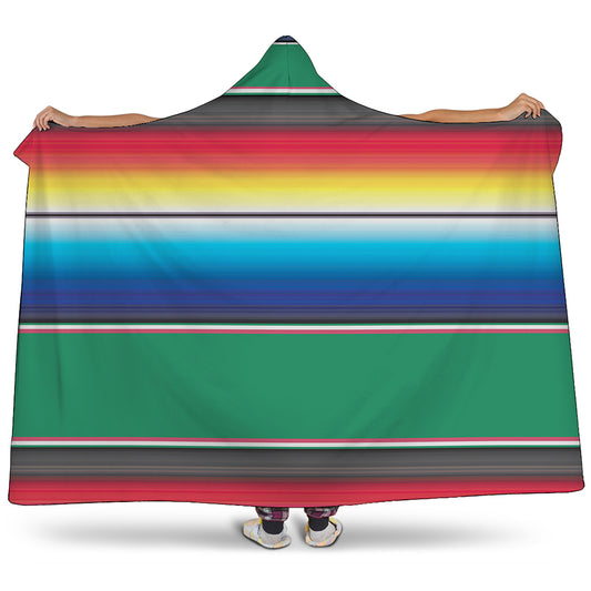 Mexican Striped Blanket Pattern Print Hooded Blanket
