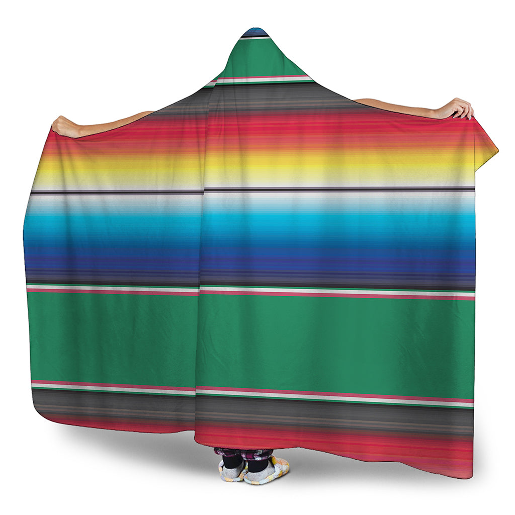 Mexican Striped Blanket Pattern Print Hooded Blanket