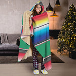 Mexican Striped Blanket Pattern Print Hooded Blanket