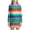 Mexican Striped Blanket Pattern Print Pullover Hoodie Dress