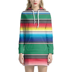 Mexican Striped Blanket Pattern Print Hoodie Dress